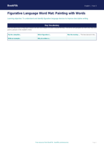 Free Figurative Language Word Mat | Year 3 Core | BookFlik