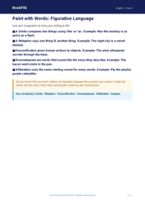 Free Figurative Language Poster | Year 4 Supported | BookFlik