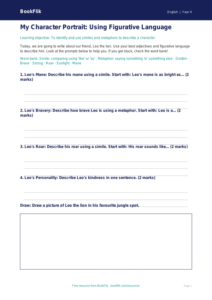 Free Figurative Language Template | Year 4 Supported | BookFlik