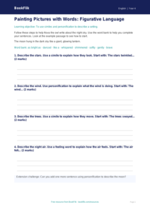 Free Figurative Language Writing Frame | Year 4 Supported | BookFlik