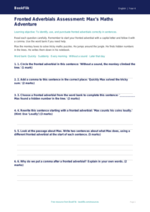 Free Fronted Adverbials Assessment | Year 4 Supported | BookFlik