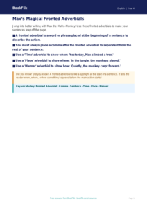Free Fronted Adverbials Poster | Year 4 Supported | BookFlik