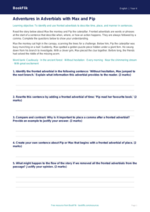 Free Fronted Adverbials Track Sheet | Year 4 Greater Depth | BookFlik