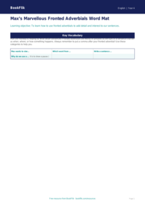 Free Fronted Adverbials Word Mat | Year 4 Supported | BookFlik