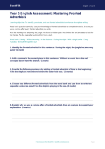 Free Fronted Adverbials Assessment | Year 5 Core | BookFlik