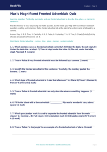 Free Fronted Adverbials Quiz | Year 5 Core | BookFlik
