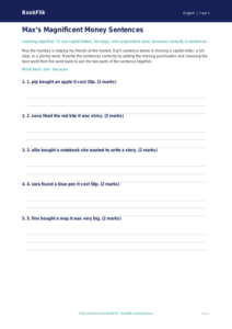 Free Grammar Activity Sheet | Year 1 Core | BookFlik