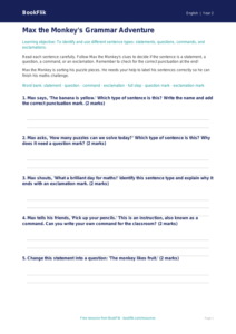 Free Grammar Worksheet | Year 2 Core | BookFlik