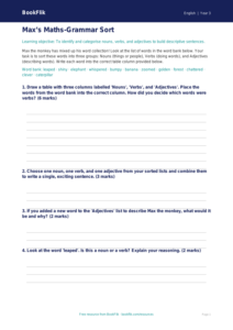 Free Grammar Activity Sheet | Year 3 Core | BookFlik