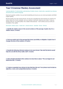 Free Grammar Assessment | Year 5 Core | BookFlik