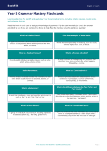 Free Grammar Flashcards | Year 5 Core | BookFlik