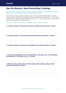 Free Handwriting Activity Sheet | Year 3 Core | BookFlik