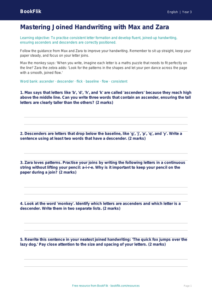 Free Handwriting Worksheet | Year 3 Core | BookFlik