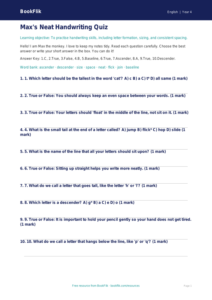 Free Handwriting Quiz | Year 4 Supported | BookFlik