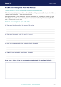 Free Handwriting Practice Worksheet | Year 4 Supported | BookFlik