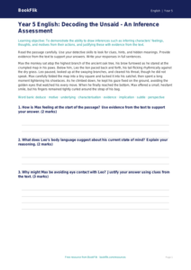 Free Inference Assessment | Year 5 Greater Depth | BookFlik