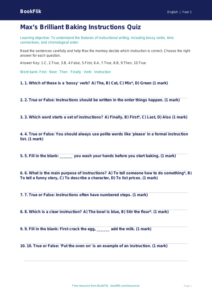 Free Instructions Quiz | Year 1 Core | BookFlik