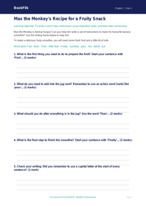 Free Instructions Writing Frame | Year 1 Core | BookFlik