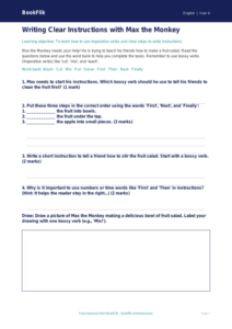 Free Instructions Worksheet | Year 4 Supported | BookFlik
