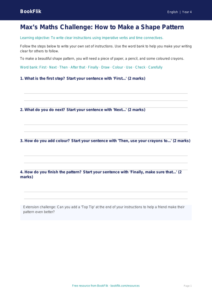 Free Instructions Writing Frame | Year 4 Supported | BookFlik
