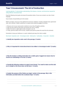 Free Instructions Assessment | Year 5 Core | BookFlik