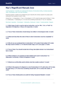 Free Instructions Quiz | Year 5 Core | BookFlik