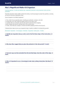 Free Instructions Track Sheet | Year 5 Core | BookFlik