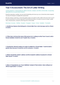 Free Letter Writing Assessment | Year 4 Greater Depth | BookFlik
