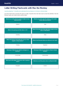 Free Letter Writing Flashcards | Year 4 Supported | BookFlik