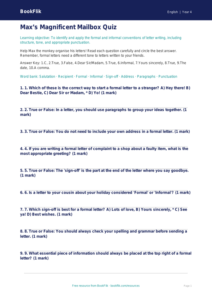 Free Letter Writing Quiz | Year 4 Greater Depth | BookFlik