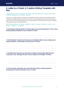 Free Letter Writing Template | Year 4 Greater Depth | BookFlik
