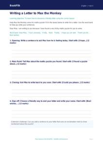 Free Letter Writing Writing Frame | Year 4 Supported | BookFlik