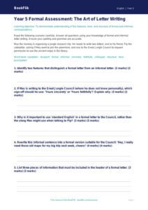 Free Letter Writing Assessment | Year 5 Core | BookFlik