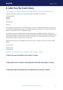 Free Letter Writing Comprehension | Year 5 Core | BookFlik