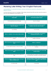Free Letter Writing Flashcards | Year 5 Core | BookFlik