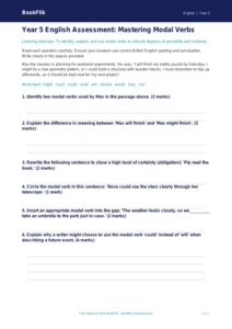 Free Modal Verbs Assessment | Year 5 Core | BookFlik