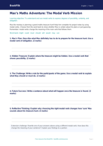 Free Modal Verbs Template | Year 5 Core | BookFlik