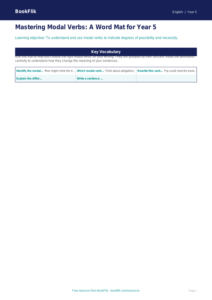 Free Modal Verbs Word Mat | Year 5 Core | BookFlik