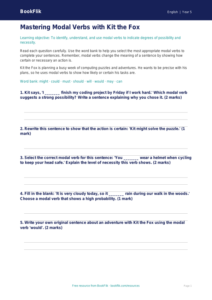 Free Modal Verbs Worksheet | Year 5 Core | BookFlik