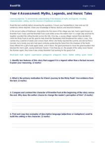 Free Myths And Legends Assessment | Year 4 Greater Depth | BookFlik