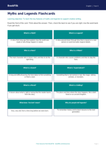 Free Myths And Legends Flashcards | Year 4 Supported | BookFlik