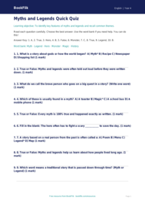 Free Myths And Legends Quiz | Year 4 Supported | BookFlik