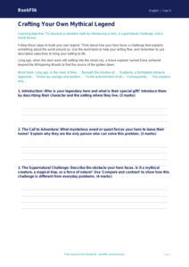 Free Myths And Legends Writing Frame | Year 4 Greater Depth | BookFlik