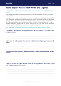 Free Myths And Legends Assessment | Year 5 Core | BookFlik