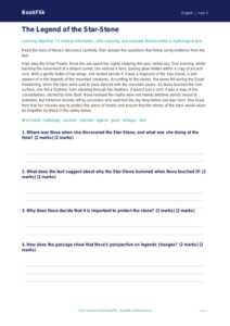 Free Myths And Legends Comprehension | Year 5 Core | BookFlik