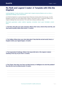 Free Myths And Legends Template | Year 5 Core | BookFlik