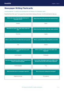 Free Newspaper Writing Flashcards | Year 4 Supported | BookFlik