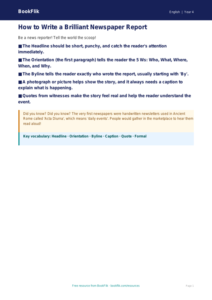 Free Newspaper Writing Poster | Year 4 Supported | BookFlik