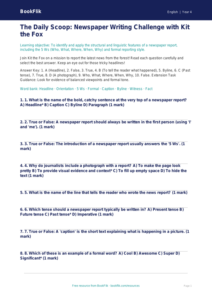 Free Newspaper Writing Quiz | Year 4 Greater Depth | BookFlik