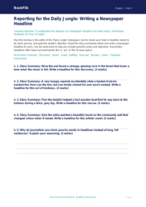 Free Newspaper Writing Activity Sheet | Year 5 Core | BookFlik